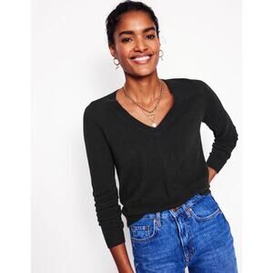 Cynthia Vincent Black V-Neck Cashmere Sweater XS